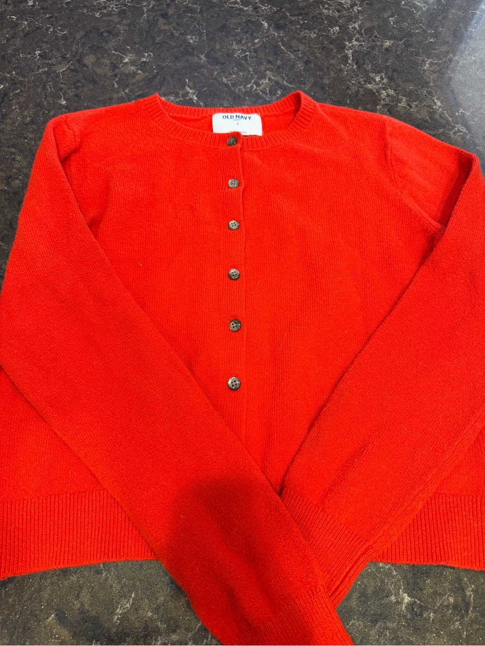 Old Navy Women's Bright Red Button-Front Crewneck Cardigan